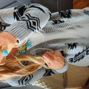 Grey Teddy Blanket Open-Front Cardigan Sweater, Size L